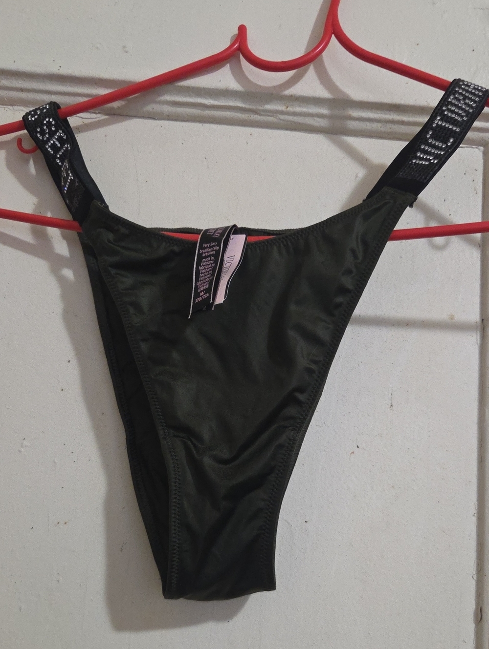 Victoria's Secret Green High-Cut Bikini Brief with Logo Straps